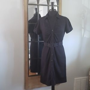 The Limited Black Button Down Belted Shirt Dress